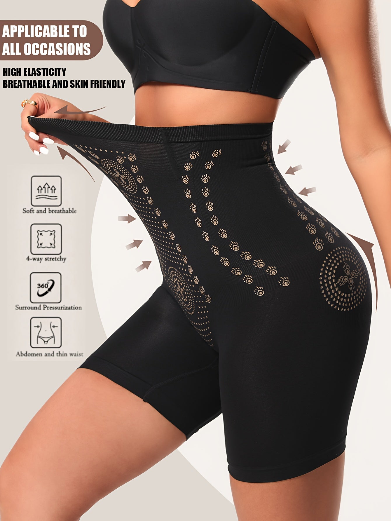 1pc Women's High-Waist Shapewear Waist Trainer Panty - Posture-Correcting Tummy Control Leg Opening, Butt Lift & Abdomen - Multi-Size Options (S-XXL) - Non- Body Shaping Underwear with High & Smooth Texture - Felt Belly Contr