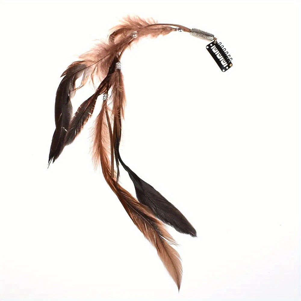 1pc Faux Feather With A Snap Clip Boho Style Feather Tassel Hair Extension Hair Clip For Women Daily Use