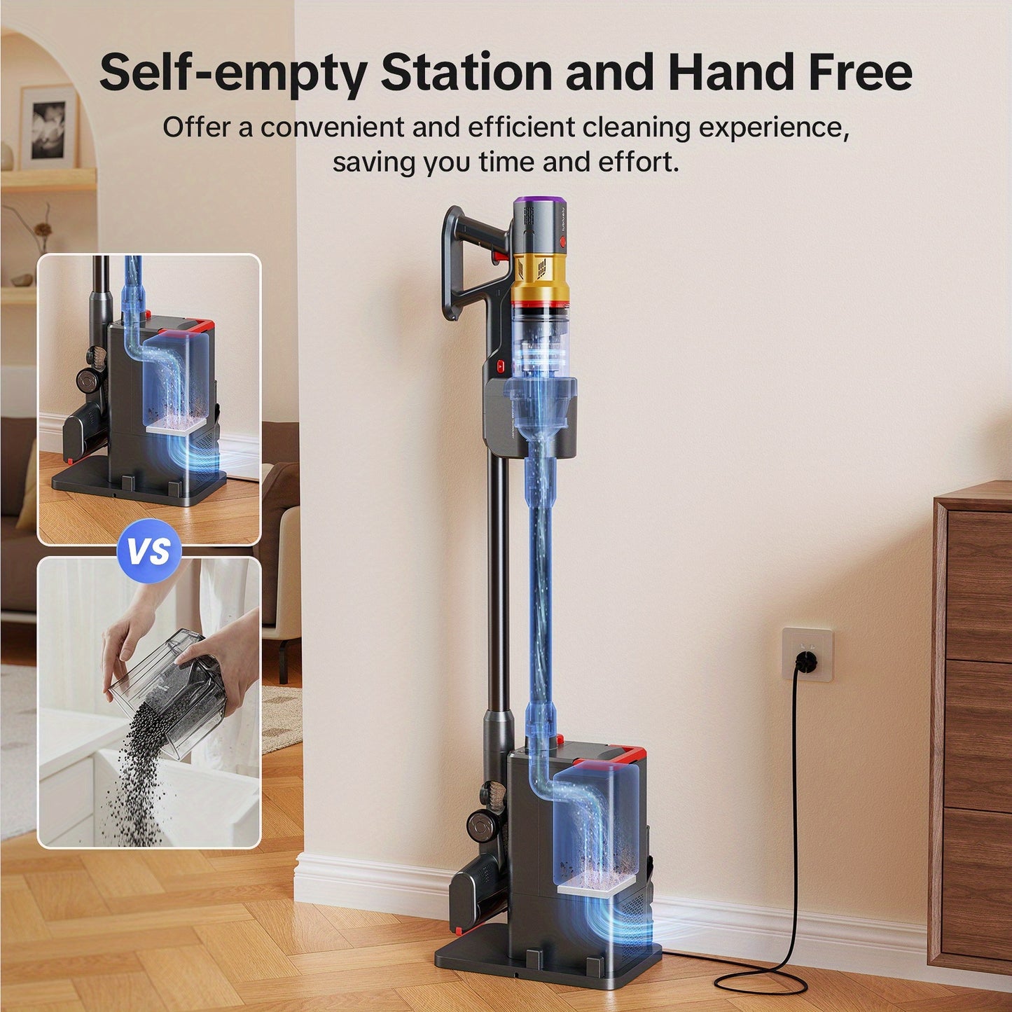 Lubluelu 46000PA Stick Vacuum Cleaner With Self-Empty Station Base, Cordless Vacuum Cleaner With Anti-Tangle Brush And Upgraded Green Light, Wireless Vacuum For Home Pet Hair, Carpet, Hard Floor - X1000