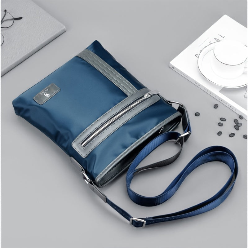 Men's Crossbody Laptop Bag with Tablet Pocket - Heavy-Duty Convertible Messenger Bag, Adjustable Strap & Zippered Compartments, Golden-Tone Hardware - Compatible with 38.1cm Laptop/ Tablet - Navy Blue for Travel, Work, School