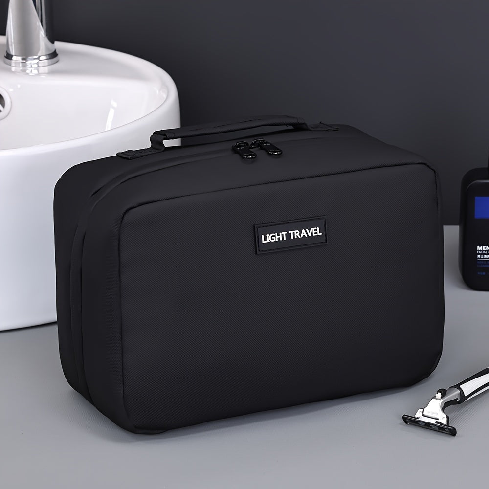 Lightweight Travel Toiletry Bag - Portable Cosmetic Organizer with Zipper, Machine Washable, Black