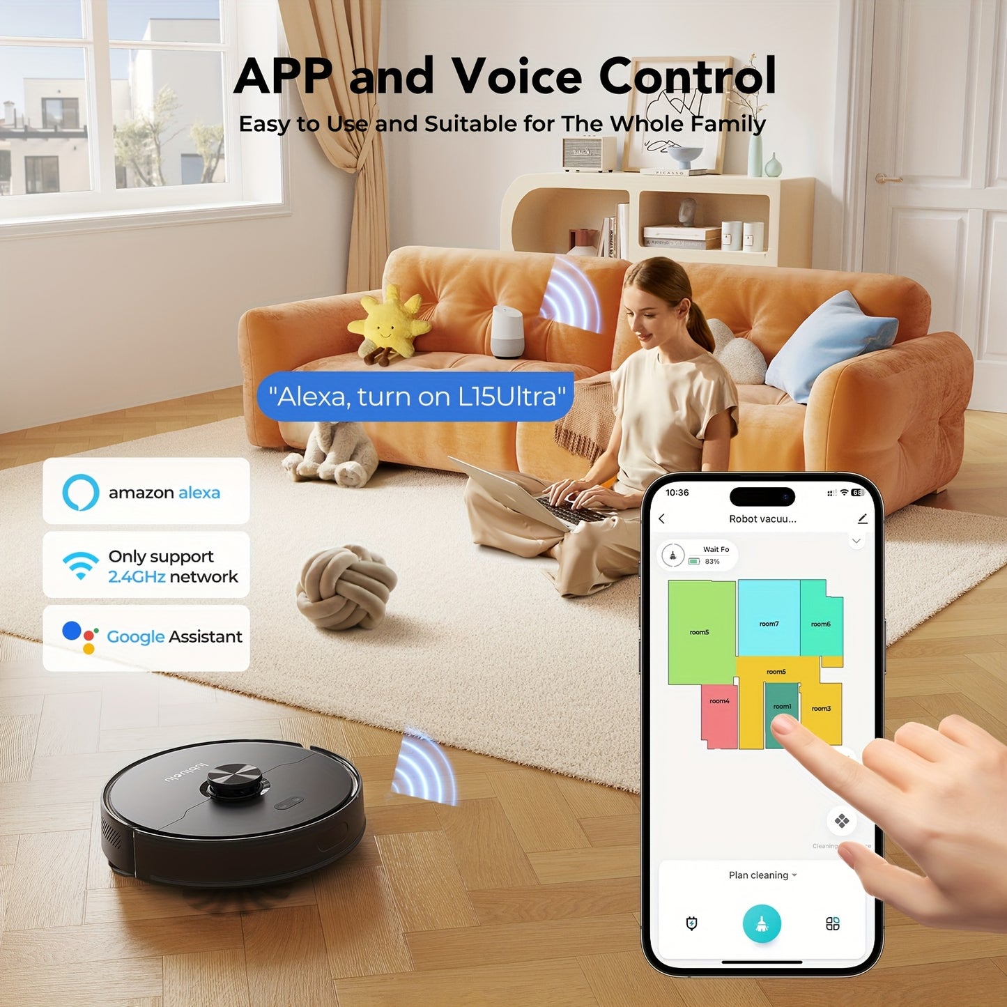 Lubluelu L15 MAX Robot Vacuum and Mop, 3-in-1 Sweeping & Vacuuming & Mopping, 3.0L Dust Bag, 70-Day Self-Emptying, 360° PSD Obstacle Avoidance, Diversified Cleaning, Mapping, Pet Hair Cleaning, Home Cleaning | Modern Robot D