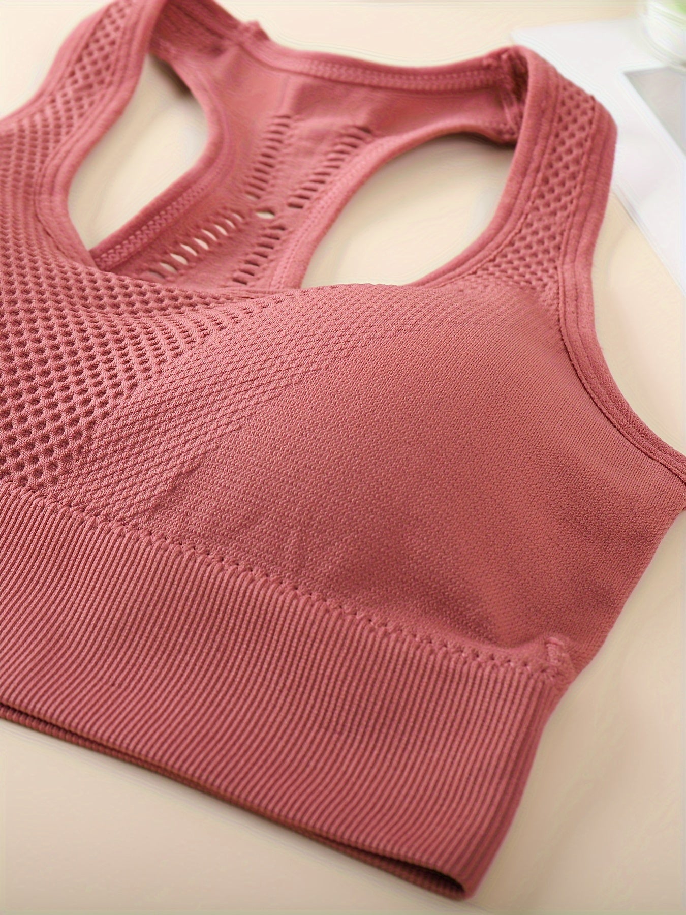 3pcs Solid Racer Back Sports Bra, Sporty Comfy Push Up Bra, Women's Lingerie & Underwear