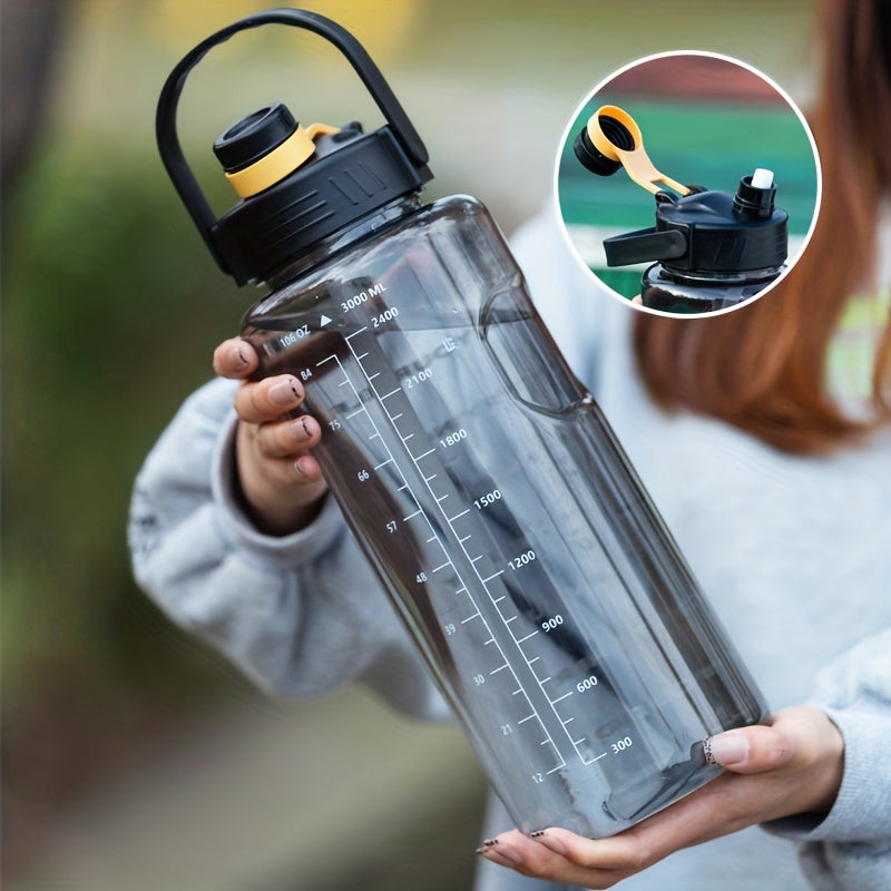 1pc, Large Clear Plastic Water Bottles - Motivational Sports Water Cups for Camping, Hiking, Fitness, and Home Kitchen - Perfect Birthday Gifts - 50.7oz/67.6oz/101.4oz