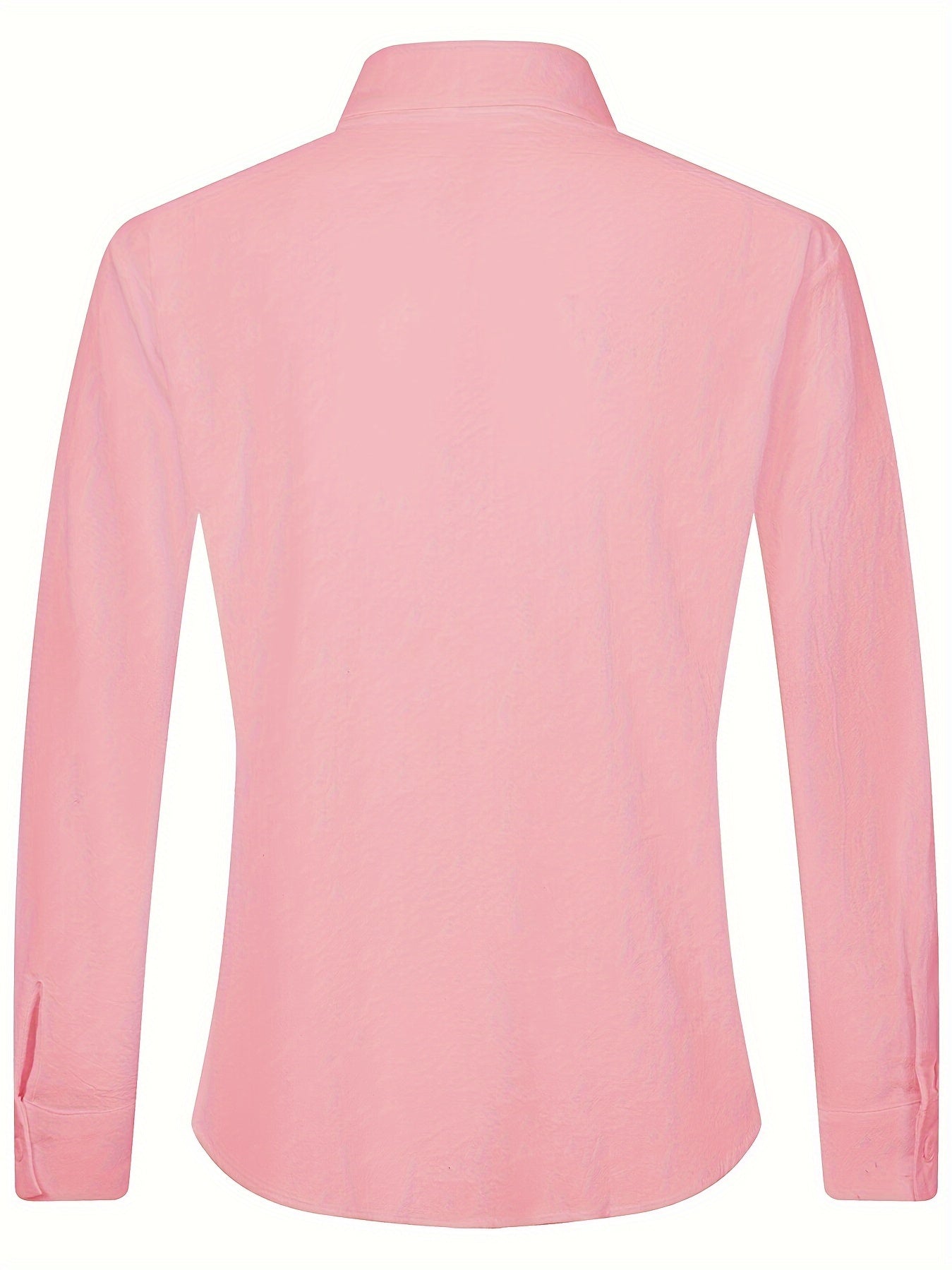 Solid Color Men's Cotton Long Sleeve Button Up Shirt, Men's Spring Fall Lapel Top