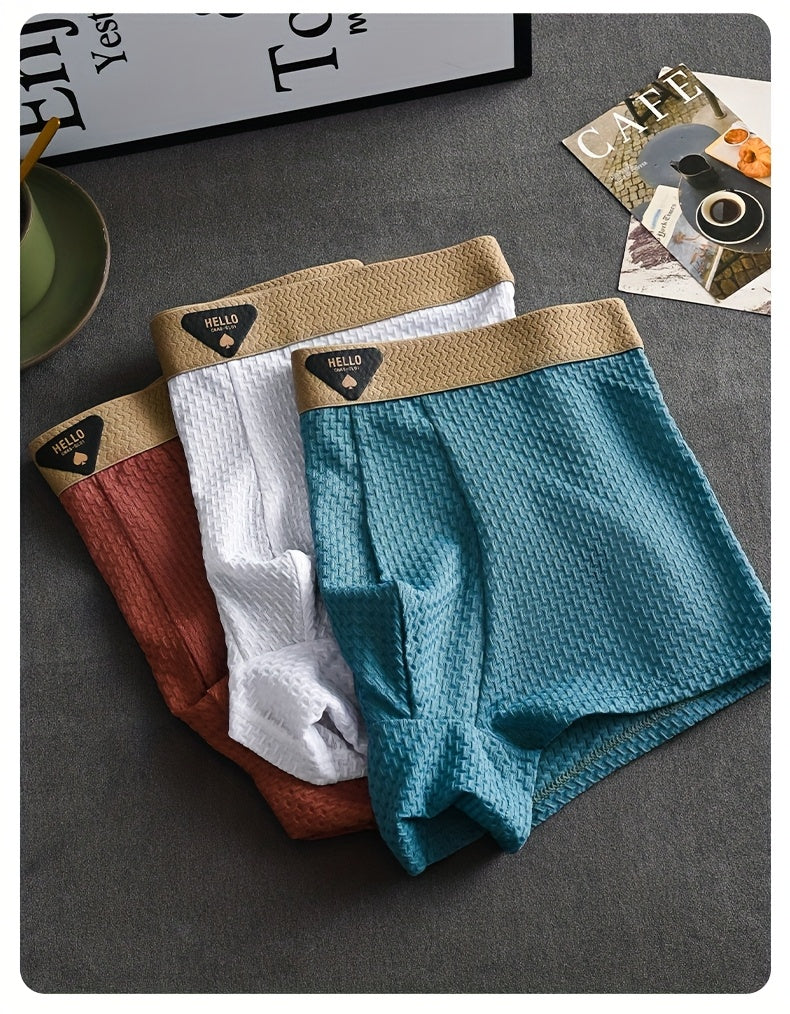 4-Pack Men'S Ice Sliky Fiber Fabric Underwear, Multi-Color Ultra-Thin Elastic Boxer Briefs for Spring, Summer, Autumn & Winter - Breathable and Stretchy Casual Shorts in Various Styles for Daily Wear