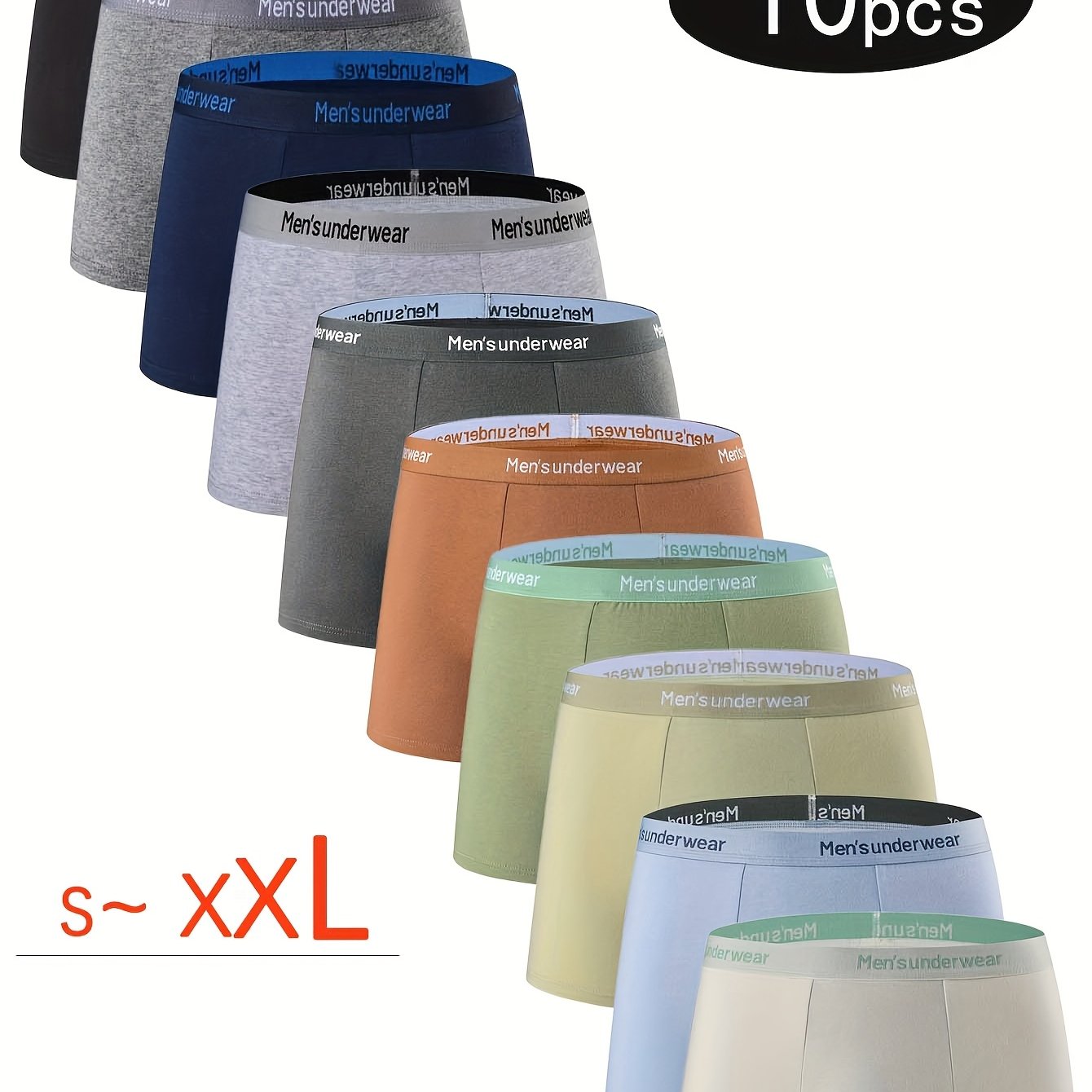 10pcs Men's Cotton Underwear, Casual Boxer Briefs, Breathable Comfort Stretch Sports Short Pants, Underwear for Men Boxers, Boxer Shorts for Men Personalised Gifts, Leisure Underwear, Casual Wear, Snug Fit, Stretchable Fabric