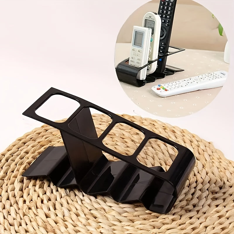 Multi-Functional Remote Control Storage Rack - Desktop Organizer with Anti-Slip Base, Holds 4 Remotes & Glasses, No Assembly Required, Space-Saving Design for Living Room, Utility Racks, Remote Control Holder, Minimalist Orga