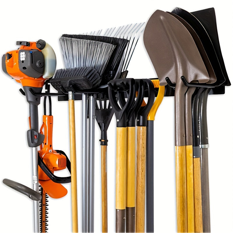 1pc Heavy Duty Wall-Mounted Garden Tool Organizer - Space-Saving Storage Rack for Shovels, Rakes, Brooms & Hoses - Durable Iron with Powder Coating Finish, No Assembly Required, Garden Tool Holder, Sleek Metal Finish, Sturdy