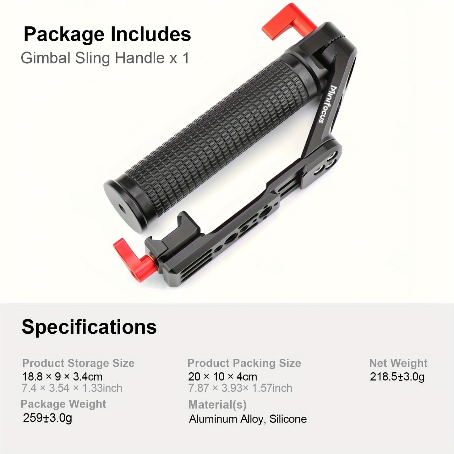 MINIFOCUS Handheld Gimbal Stabilizer Grip with NATO Clamp, Aluminum Alloy Camera Accessory, Expandable Multi-Function Mount, Adjustable Angle for DJI RS4/RS4 PRO/Ronin RS3 Mini/RS3/RS3 Pro/RS 2/RSC2 Gimbal Handle