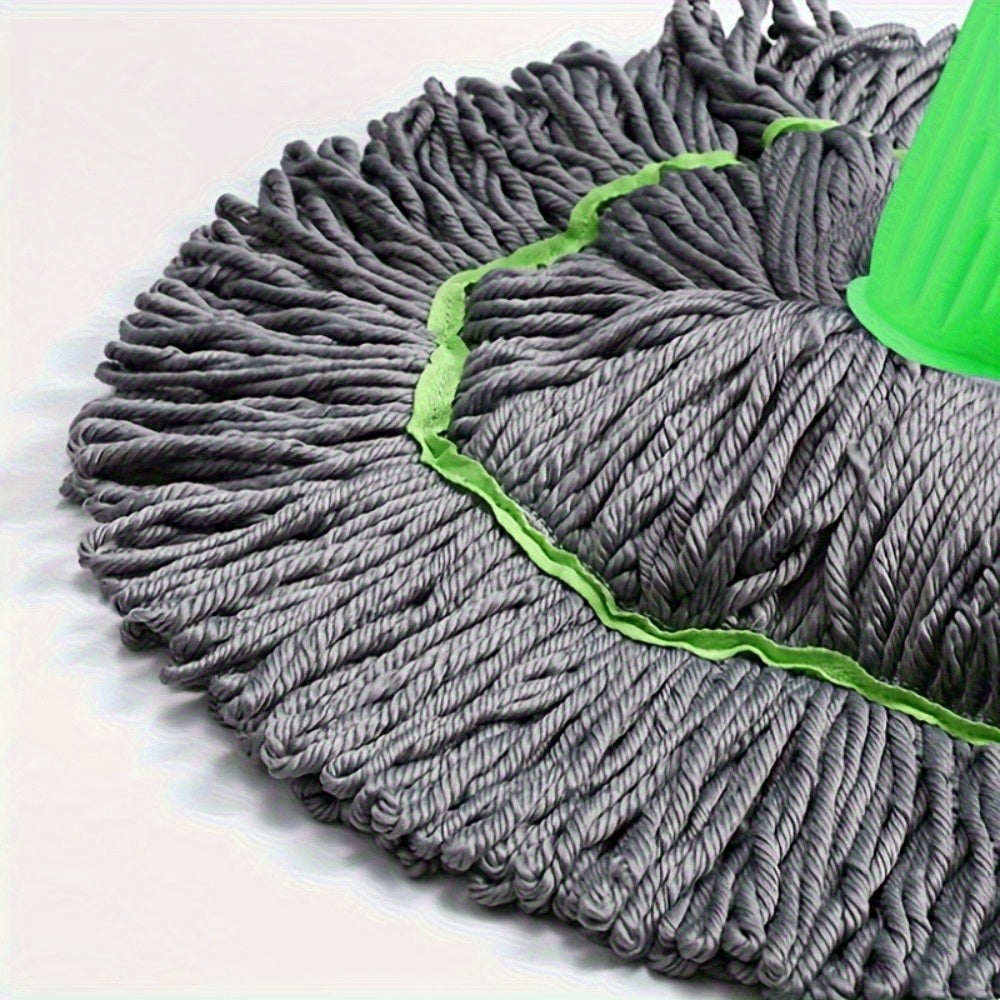1pc Super Absorbent Rotary Mop with Green Handle - Ideal for Home, Kitchen, School, Office, Bathroom & RV Travel - 7pcs Set | Easy-to-Clean Microfiber Mop Head & Bucket