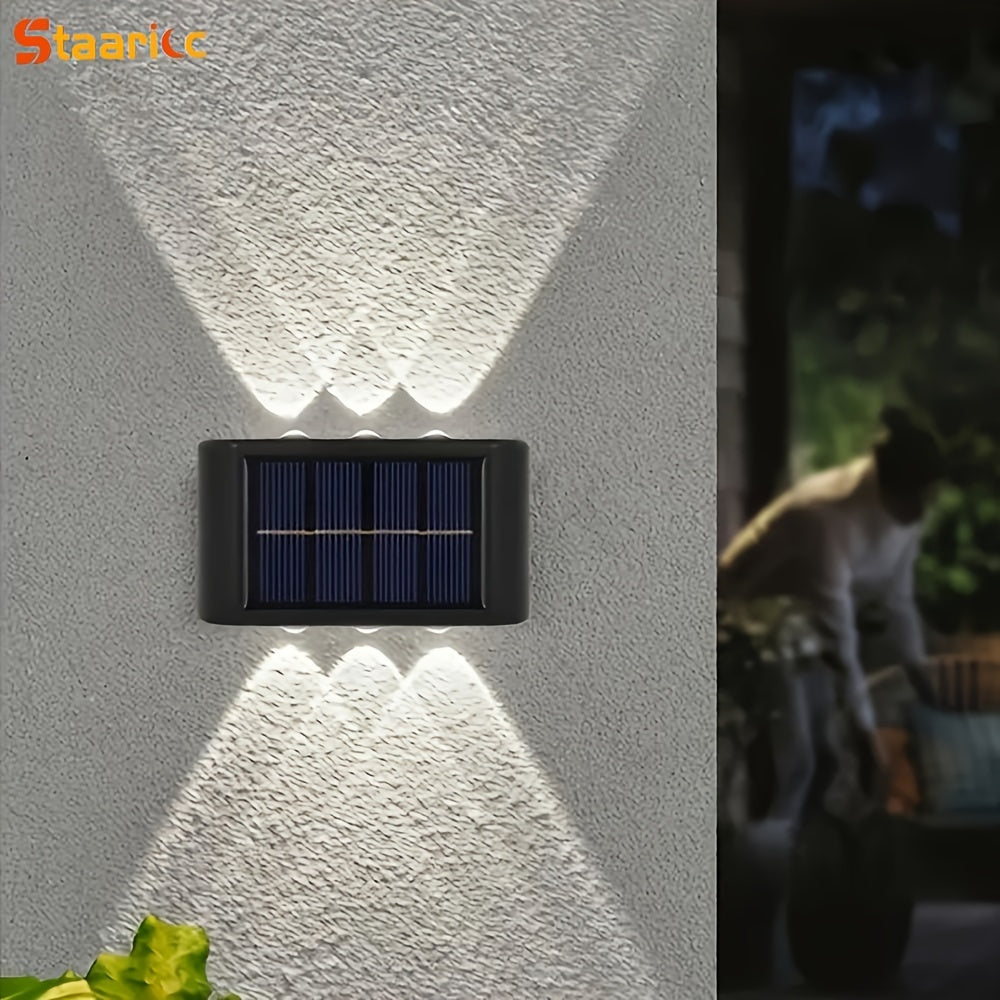 Staaricc 6/ 4/ 2pcs Solar Wall Light, Outdoor 6 LED Deck Lights, Wall Light, For Courtyard, Street, Fence, Garage, Garden Perfect Decoration