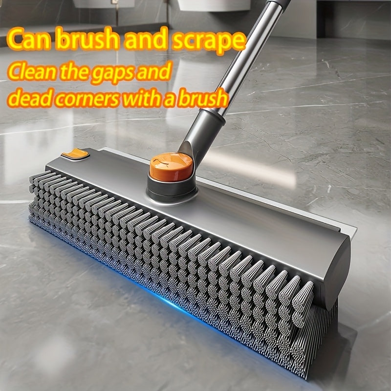 Heavy-Duty Floor Scrub Brush with Long Handle - Stainless Steel & Plastic Construction, Rotating Head for Efficient Cleaning of Floors, Carpets, Walls, Patios, Bathrooms - Durable Multi-Surface Brush for Hardwood, Tile, Linol