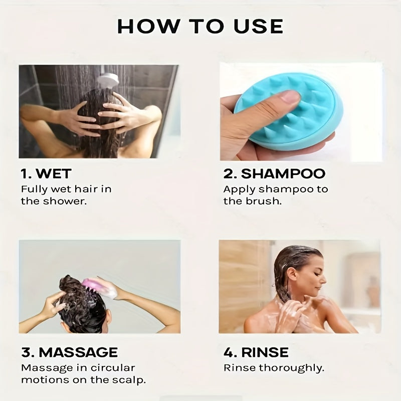 Soft Silicone Bristles Hair Care Head Brush - Massage & Exfoliate Your Scalp for a Healthy, Dandruff-Free Look!