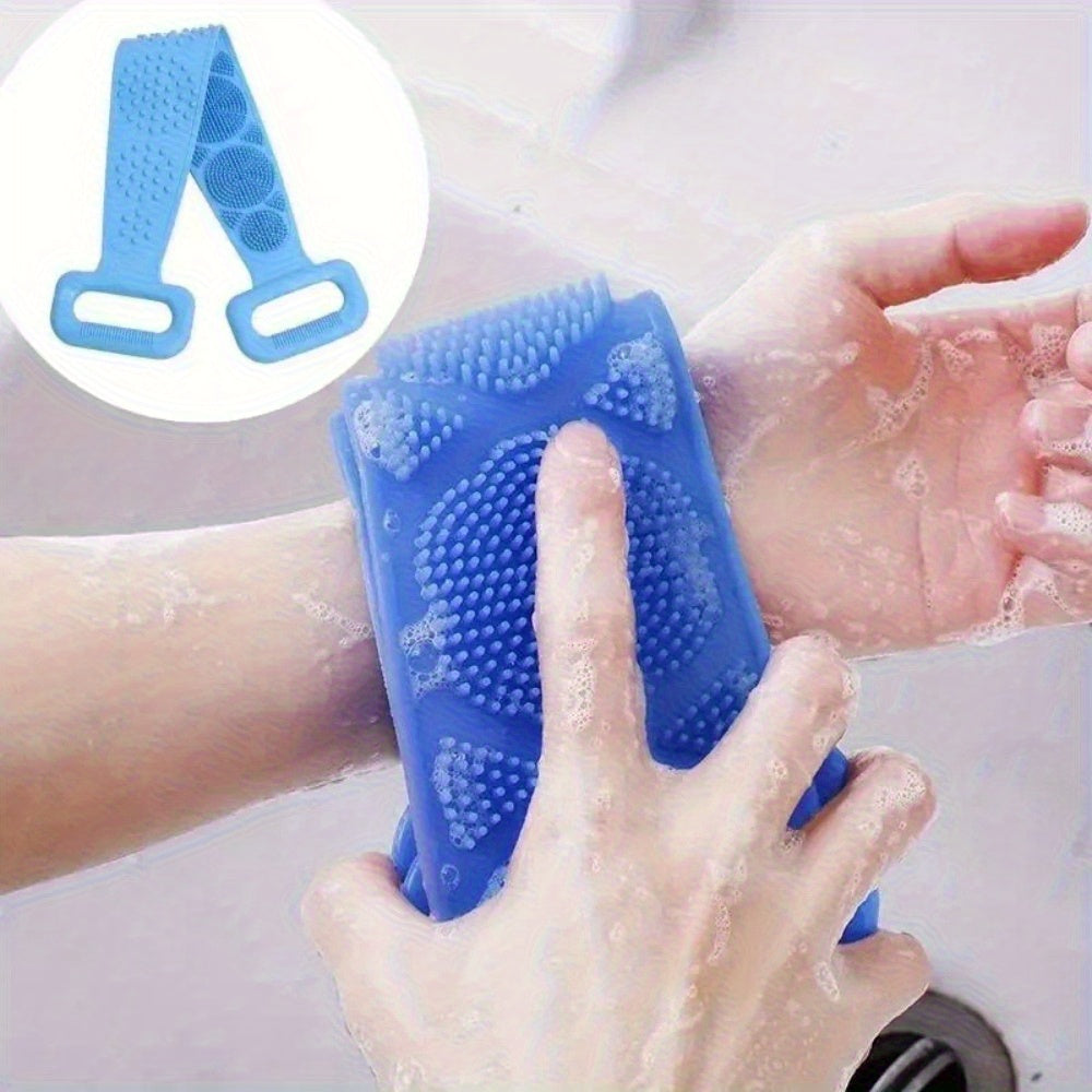 3pcs Green Purple Blue Mixed Set Body Sponge Silicone Brush Bath Towel Scrub Back Massage Shower Extension Light Beige Cleansing Brush