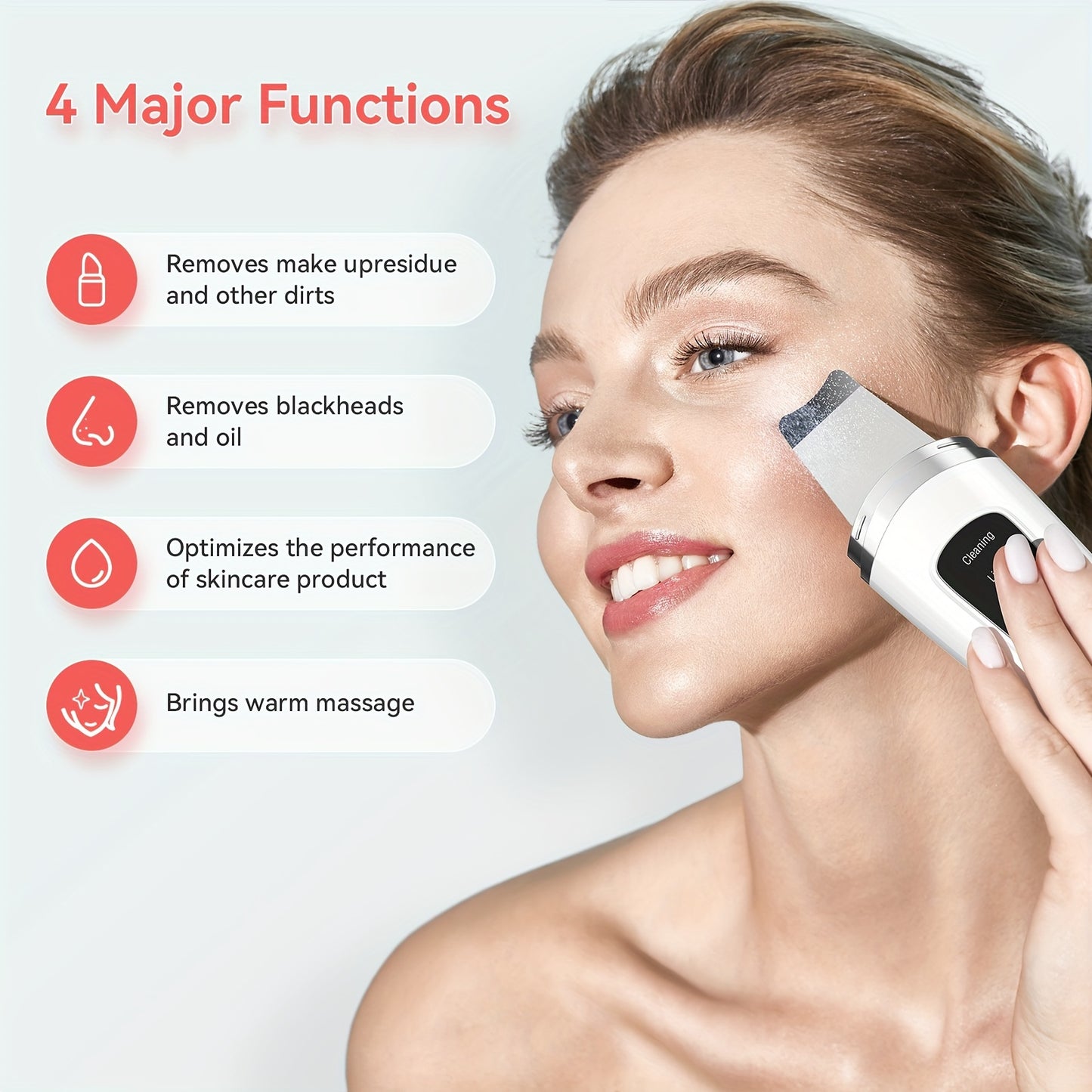 1pc Electric Exfoliating Facial Scraper, Pore Cleaning Spatula, 4 Modes Skin Scraper Cleaner, Facial Pore Scraper, Facial Scraper Cleaner Electric Pore Cleaning Spatula With USB Charger
