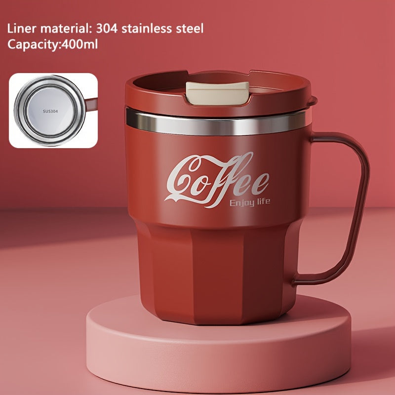 Valentine's Day 304 Stainless Steel Insulated Travel Mug with Seal, Portable Flip Top, Shatterproof and BPA-Free for Office, Home & Dorm - Food-Grade, Leakproof Thermal Coffee Cup with One-Click Open Lid for Men & Women, 14+