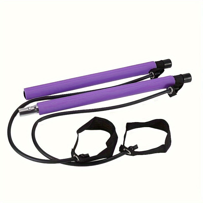 1pc Pilates Bar Kit With Resistance Bands, Stainless Steel Exercise Stick, For Women & Men, Home Gym Workouts Squat Yoga Pilates & Body Shaping