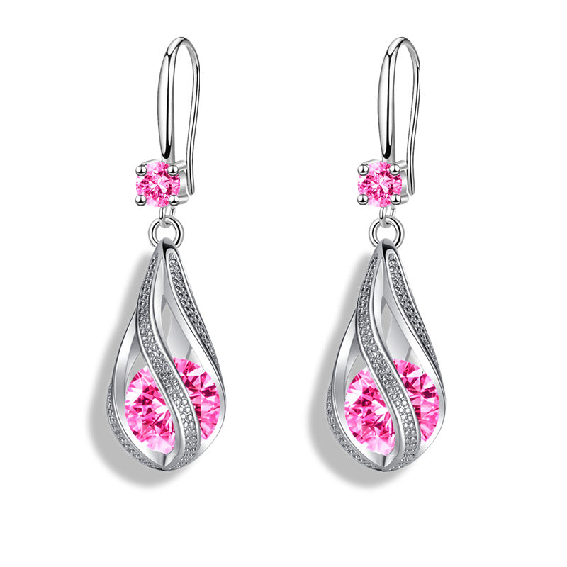 Delicate Teardrop Zirconia Earrings Floral Spiral Earrings Jewelry For Women 1Pair