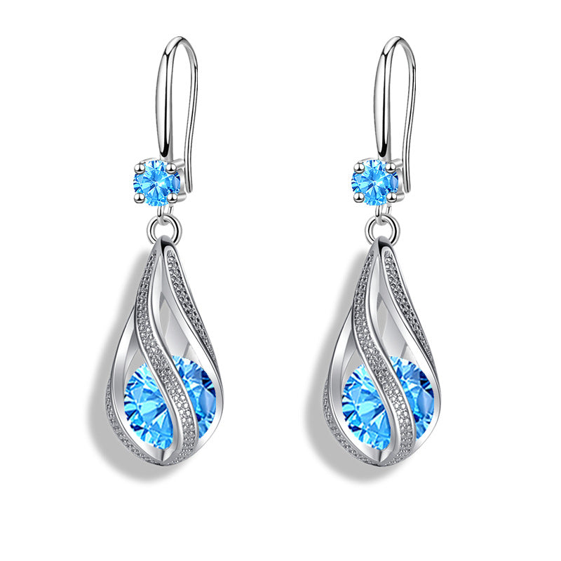 Delicate Teardrop Zirconia Earrings Floral Spiral Earrings Jewelry For Women 1Pair