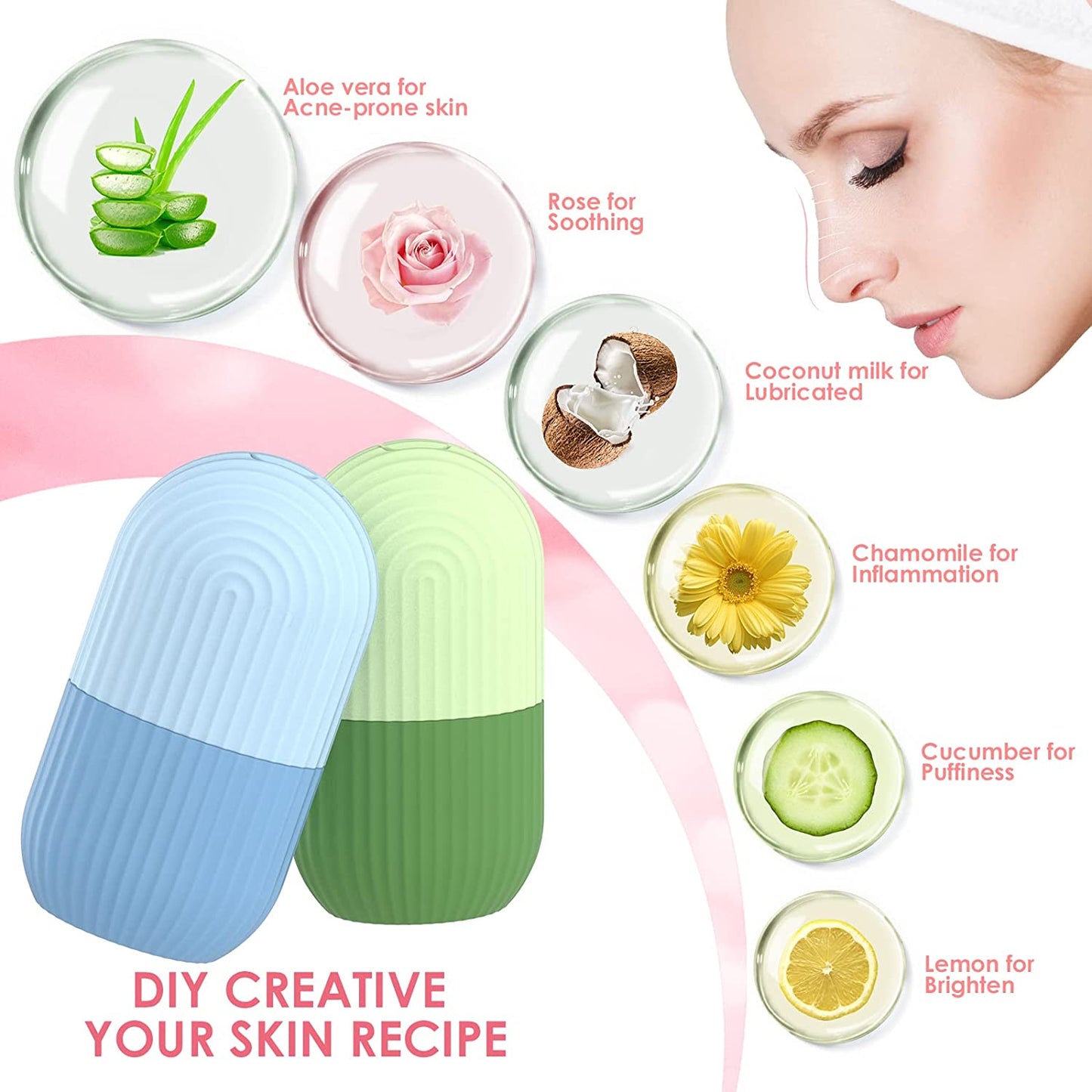 Silicone Ice Face Roller - Massage Skin - Beauty Facial Massage Roller For Eyes, Neck, And Face - Skin Care Tool
