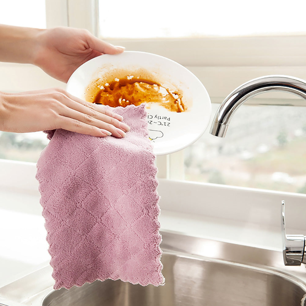 10pcs, Microfiber Towel, Absorbent Kitchen Cleaning Cloth, Non-stick Oil Dish Towel, Rags, Napkins, Tableware, Household Cleaning Towel