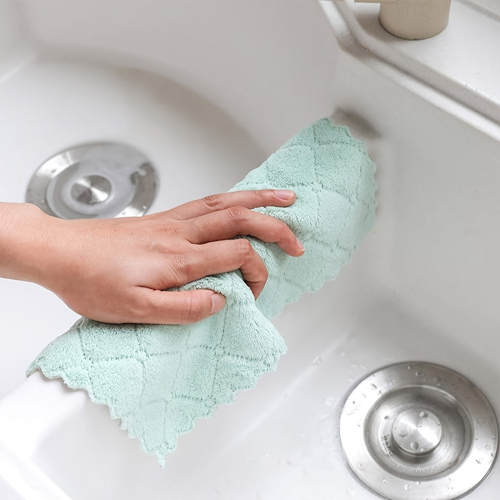 10pcs, Microfiber Towel, Absorbent Kitchen Cleaning Cloth, Non-stick Oil Dish Towel, Rags, Napkins, Tableware, Household Cleaning Towel