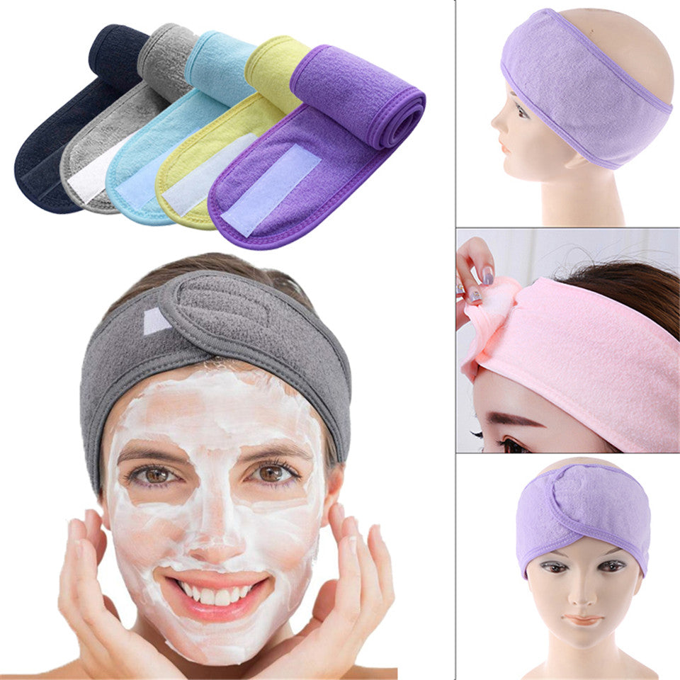 Solid Color Headband Adjustable Wide Hair Band Yoga Spa Bath Shower Makeup Wash Face Cosmetic Headband For Women Make Up Accessories