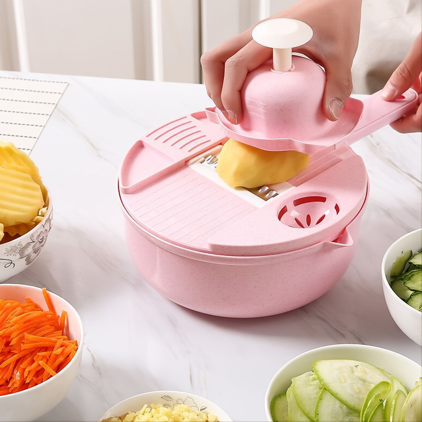 12-In-1 Multi-Functional Vegetable Chopper Carrots Potatoes Manually Cut Shred Slicer Radish Grater Kitchen Tools Vegetable Cutter For Hotel/Commercial
