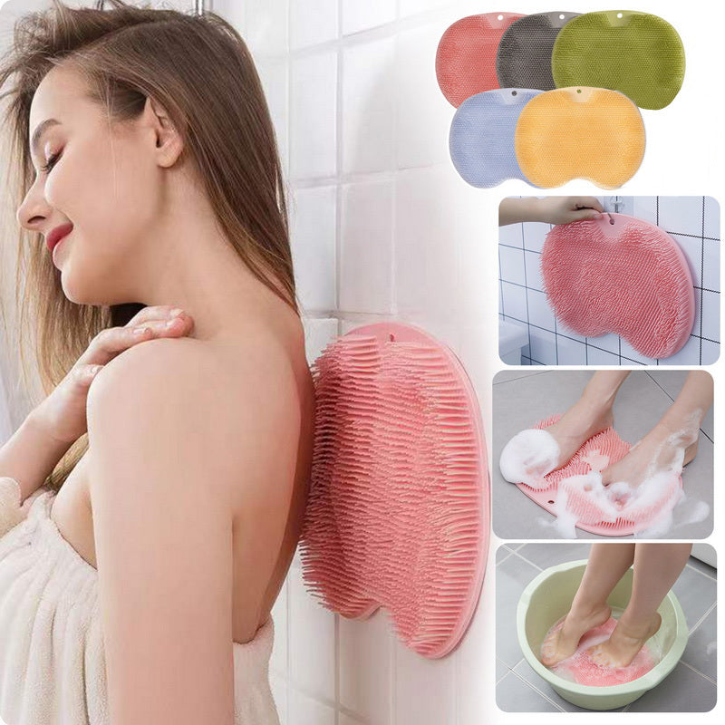 Back Wash Brush With Suckers Bathroom Body Massage Pad Back Massage Mat Scrubber Back Bath Brush Anti-Slip Clean Dead Skin