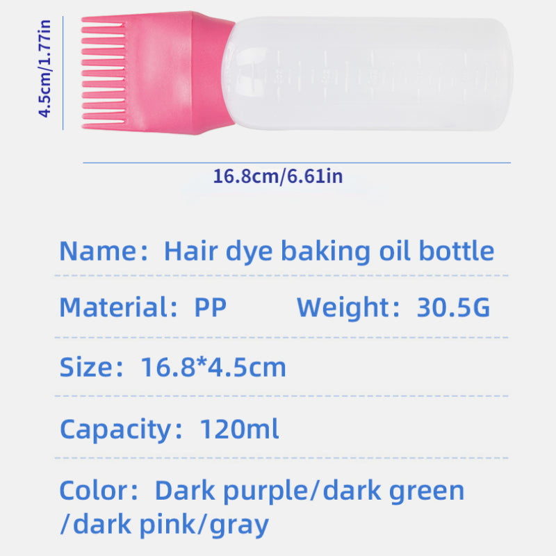 120ml Squeeze Applicator Bottle For Hair Oil, Plastic Hair Dye Bottle, Root Comb Bottle Hair Coloring Dyeing Bottle Hairdressing Styling Tool