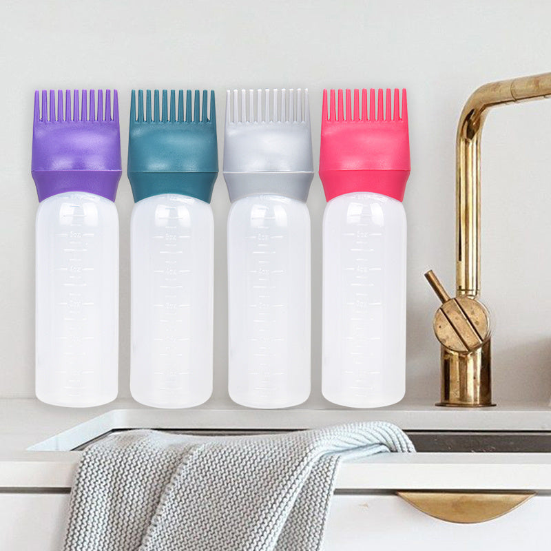 120ml Squeeze Applicator Bottle For Hair Oil, Plastic Hair Dye Bottle, Root Comb Bottle Hair Coloring Dyeing Bottle Hairdressing Styling Tool