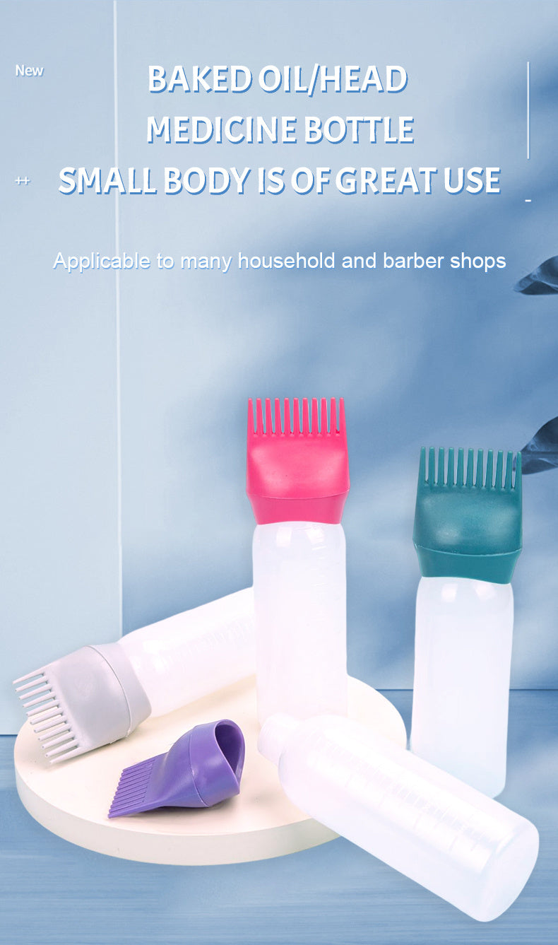 120ml Squeeze Applicator Bottle For Hair Oil, Plastic Hair Dye Bottle, Root Comb Bottle Hair Coloring Dyeing Bottle Hairdressing Styling Tool