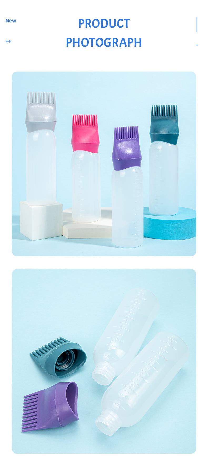 120ml Squeeze Applicator Bottle For Hair Oil, Plastic Hair Dye Bottle, Root Comb Bottle Hair Coloring Dyeing Bottle Hairdressing Styling Tool