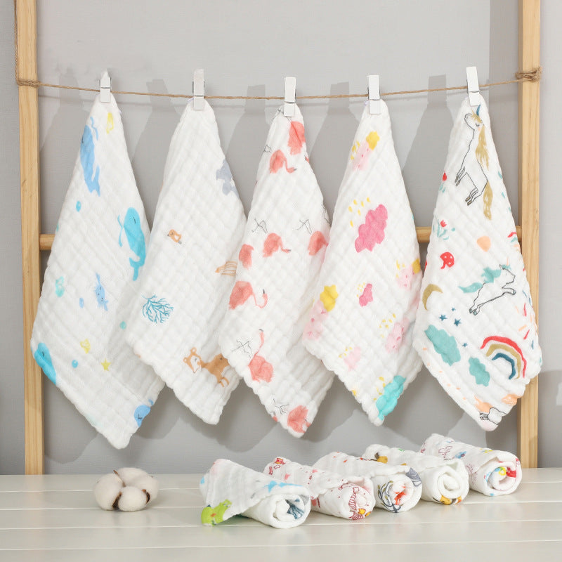 5pcs Baby Muslin Washcloths Soft Face Cloth For Newborn Absorbent Bath Face Towels Natural Purified Baby Wipes Burp Cloths Or Face Towel 11.8x11.8 Inches (30x30cm), Halloween, Thanksgiving, Christmas Gift