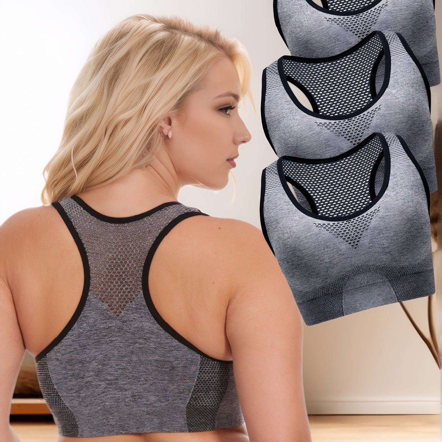 3pcs Breathable Lingerie, Large Size, No Steel Ring, No Trace, Hollow Grid, Thin Sports Yoga Bra, Zero Restriction, Large Size, No Steel Ring, No Trace, Adjustable Bra, One Piece, Thin Sports Yoga Lingerie, Bra, Large Size