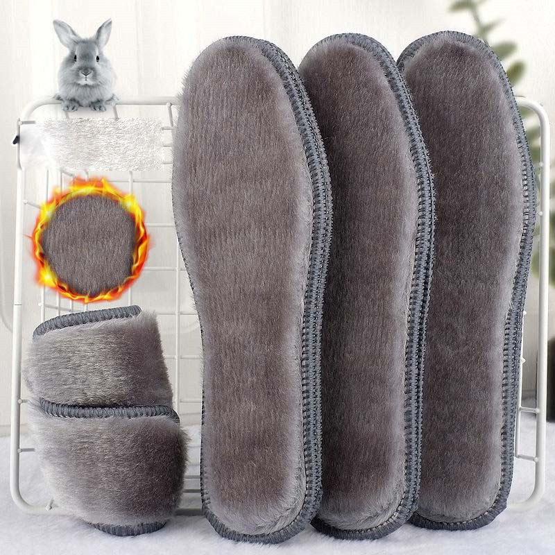 1 Pair of Plush Thermal Felt Insoles for Men & Women - Ultra-Warm, Breathable Winter Shoe Inserts with Faux Rabbit Fur, Sizes 35-45/3.5-9.5, Perfect for Snow Boots, Winter Boots