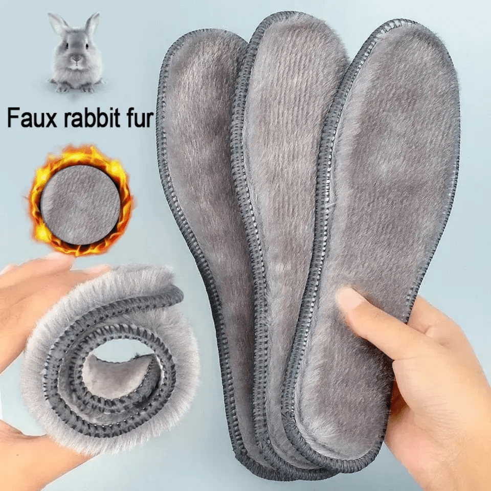 1 Pair of Plush Thermal Felt Insoles for Men & Women - Ultra-Warm, Breathable Winter Shoe Inserts with Faux Rabbit Fur, Sizes 35-45/3.5-9.5, Perfect for Snow Boots, Winter Boots