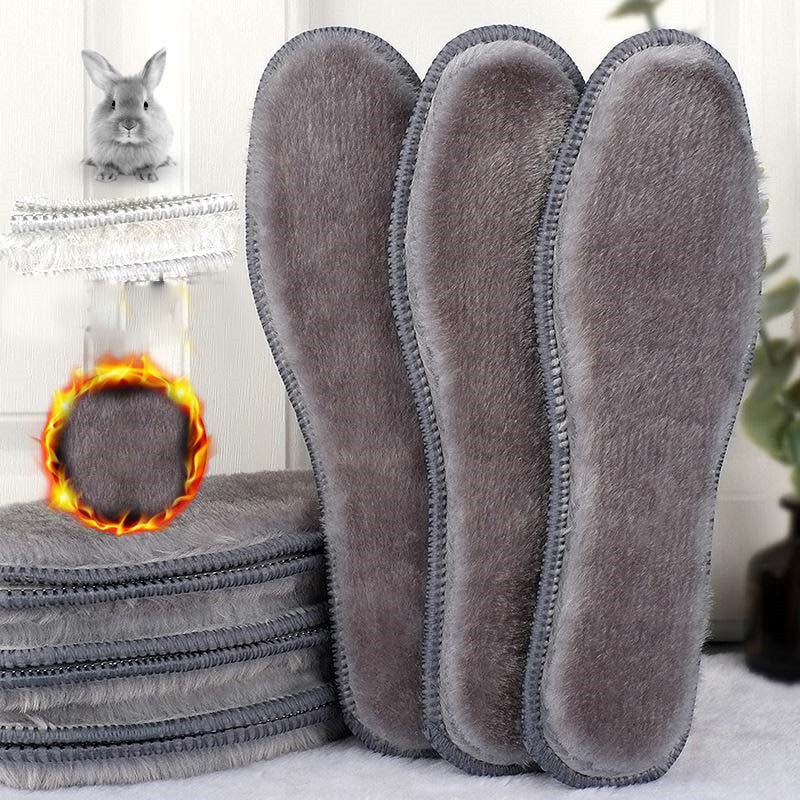 1 Pair of Plush Thermal Felt Insoles for Men & Women - Ultra-Warm, Breathable Winter Shoe Inserts with Faux Rabbit Fur, Sizes 35-45/3.5-9.5, Perfect for Snow Boots, Winter Boots
