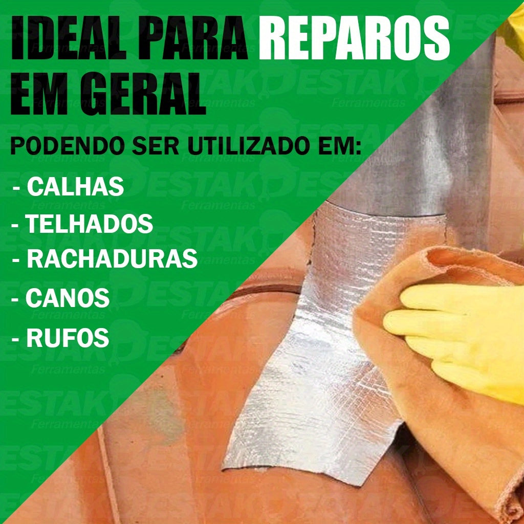 Fita de vedação multiusos impermeável de alumínio butílico, 10 cm x 10 m - Autocolante, ideal para reparação de fugas em tubagens e isolamento de telhados, durável e fácil de aplicar, ultra impermeável, vedante para telhados.