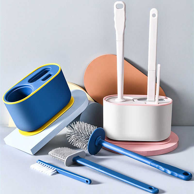 360° Silicone TPR Toilet Brush And Holder Set, Bathroom Cleaning Brush Kit with Wall Mount And Floor Standing Options, Interior Decoration-Compatible, Universal Brush Head Design RV Toilet Spare Parts