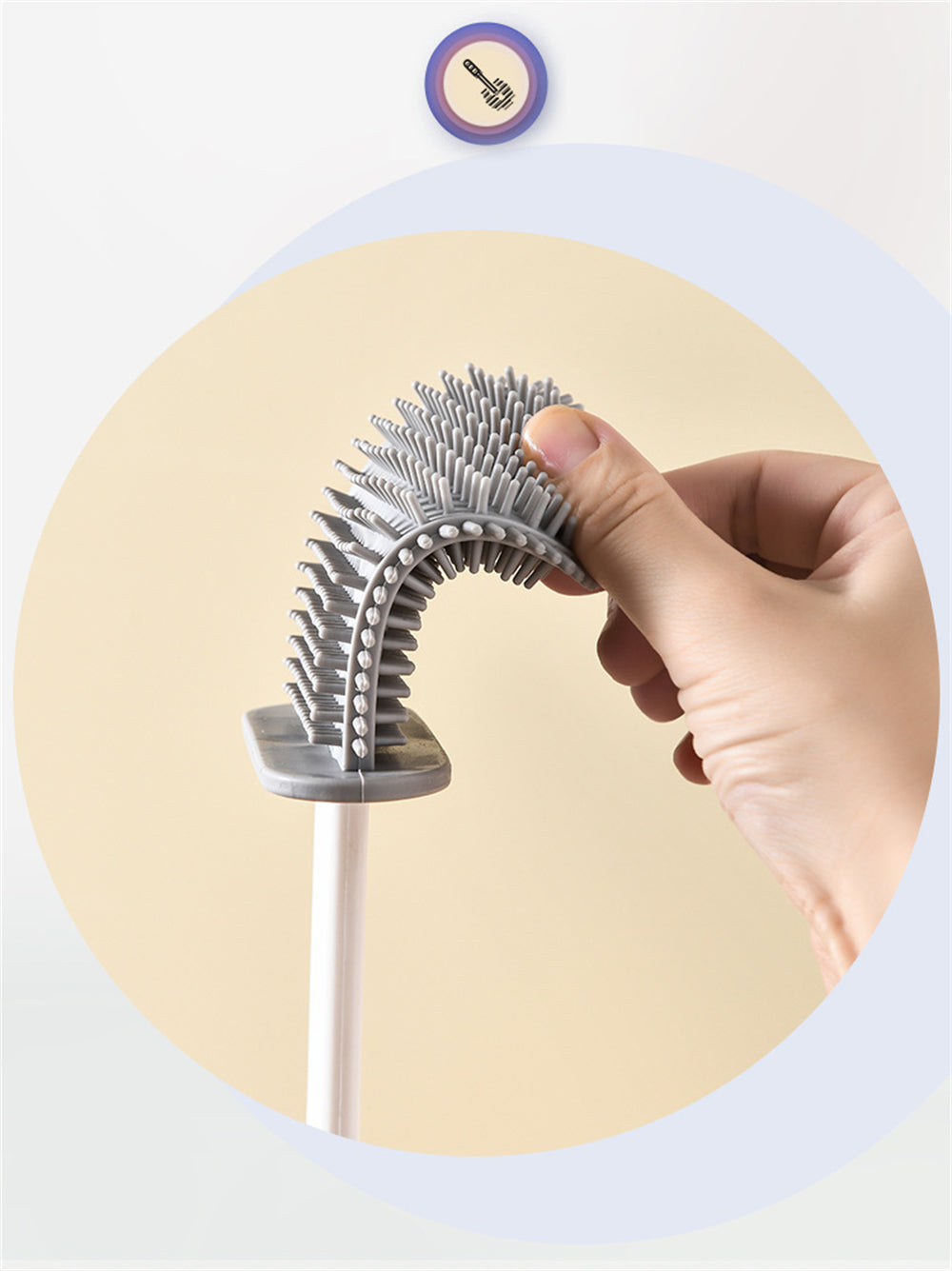 360° Silicone TPR Toilet Brush And Holder Set, Bathroom Cleaning Brush Kit with Wall Mount And Floor Standing Options, Interior Decoration-Compatible, Universal Brush Head Design RV Toilet Spare Parts