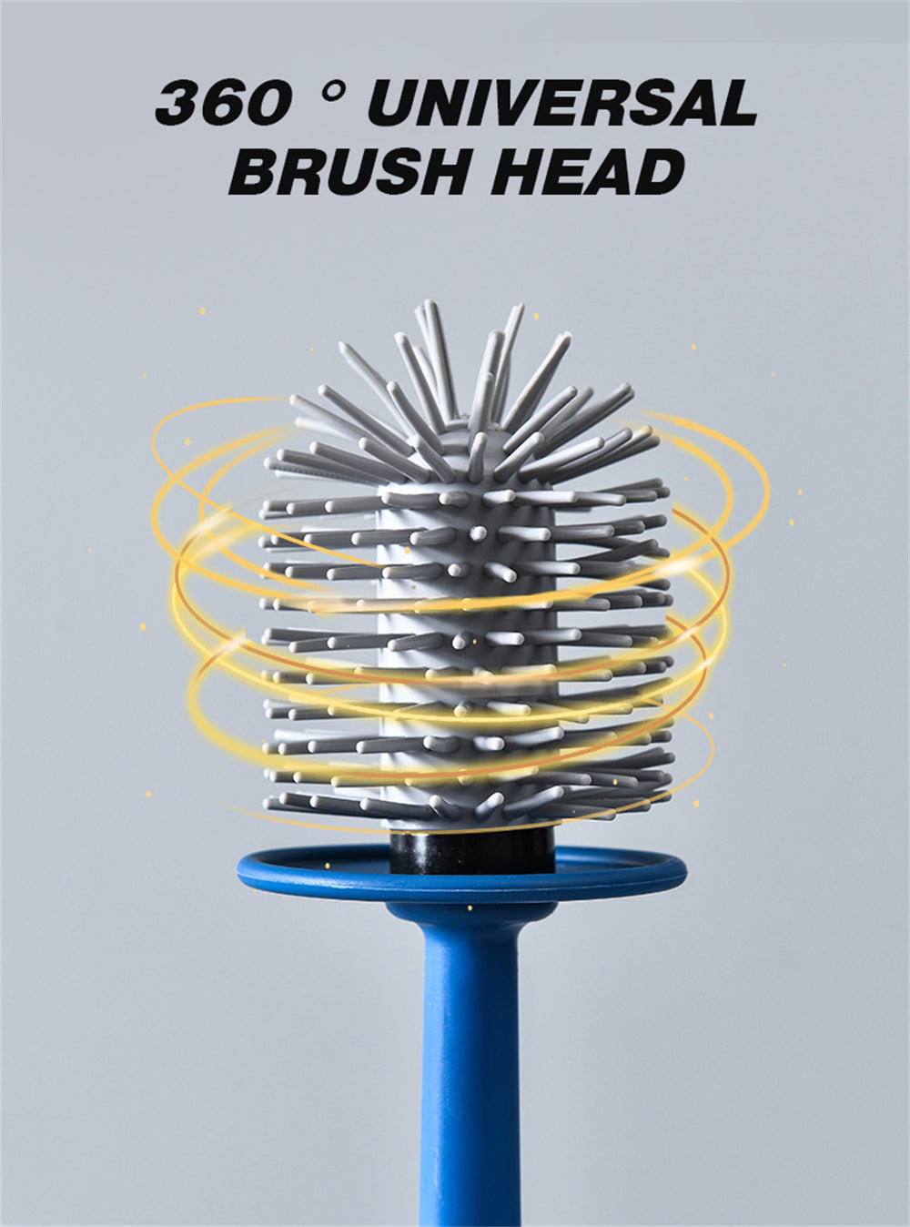 360° Silicone TPR Toilet Brush And Holder Set, Bathroom Cleaning Brush Kit with Wall Mount And Floor Standing Options, Interior Decoration-Compatible, Universal Brush Head Design RV Toilet Spare Parts