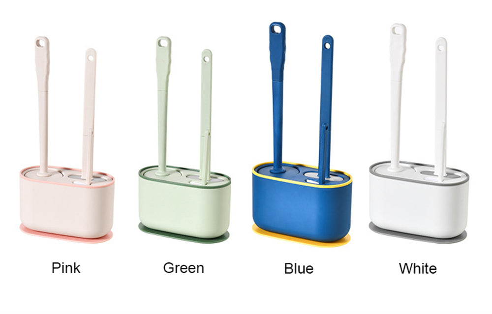 360° Silicone TPR Toilet Brush And Holder Set, Bathroom Cleaning Brush Kit with Wall Mount And Floor Standing Options, Interior Decoration-Compatible, Universal Brush Head Design RV Toilet Spare Parts