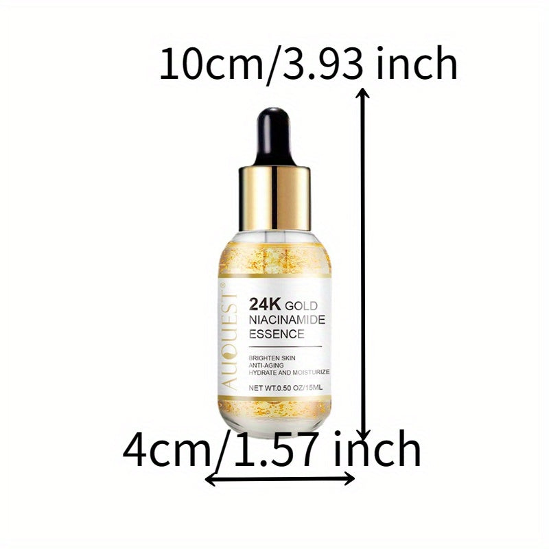 15ml 24K Golden Niacinamide Essence Facial Serum Improve Skin Tone Vitamin C Hyaluronic Acid Collagen 24K Golden Face Serum