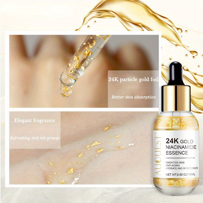 15ml 24K Golden Niacinamide Essence Facial Serum Improve Skin Tone Vitamin C Hyaluronic Acid Collagen 24K Golden Face Serum