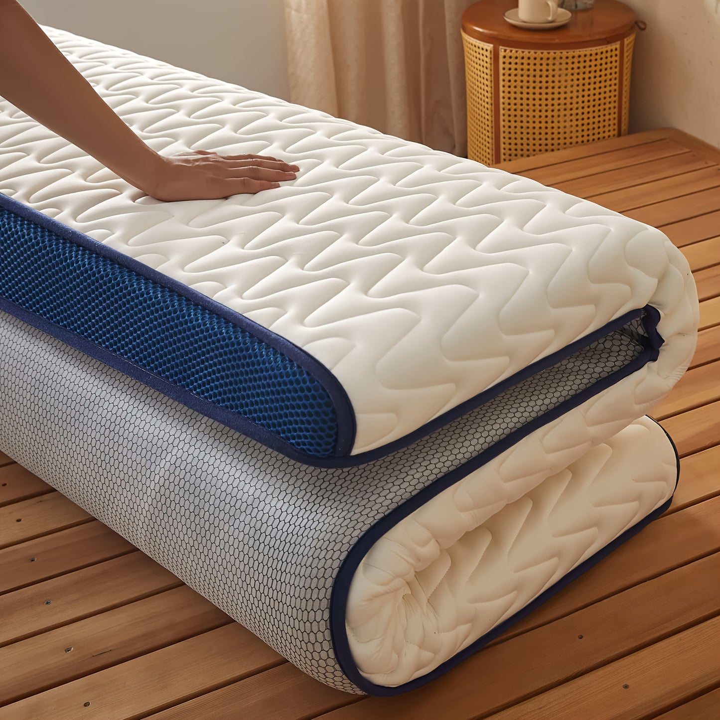 1pc 5cm Memory Foam Mattress Topper - High-Density Support, Slow Rebound Pressure Relief, Ultra-Soft Quilted Surface & Breathable Mesh Design, Foldable Portable Bed Pad, All-Season Comfortable Bedding for Bedroom, Dorm & Gues