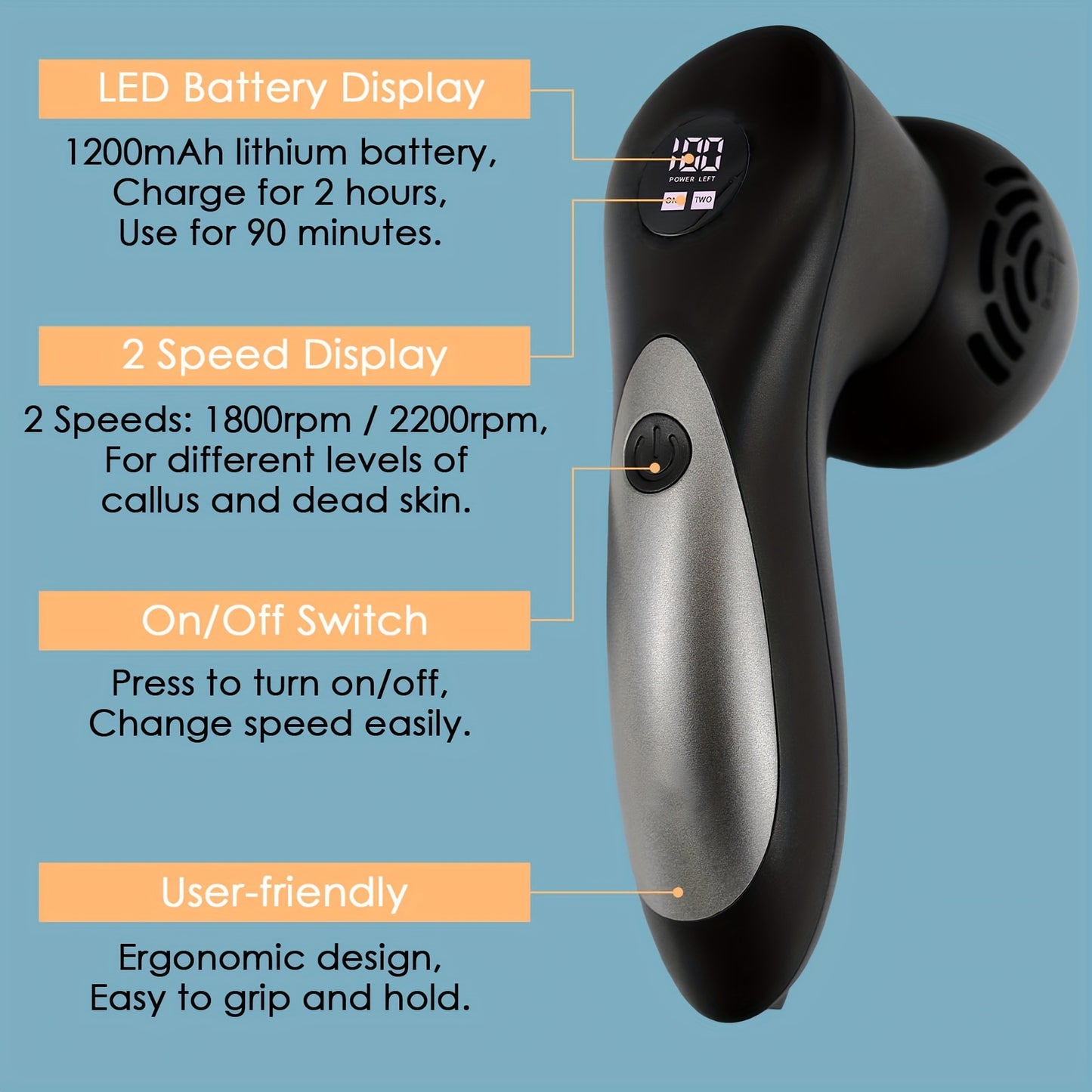 Upgraded Electric Foot Callus Remover With Vacuum 14-in-1 Rechargeable Foot Scrubber Dead Skin Remover, Foot File Pedicure Kit Tools With 2 Speed, Foot Care Kit With Battery Display