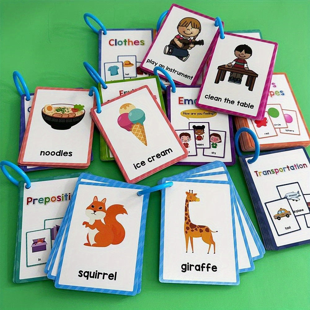 12 Themes Learning Flash Cards 386 English Words, Kids Toddler Colors, Shapes and Numbers, Learning Toys, Educational Preschool Flashcards Kindergarten Educational Toys School Supplies gift