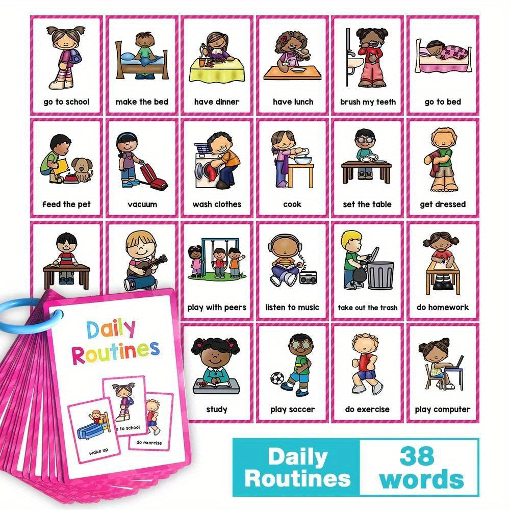12 Themes Learning Flash Cards 386 English Words, Kids Toddler Colors, Shapes and Numbers, Learning Toys, Educational Preschool Flashcards Kindergarten Educational Toys School Supplies gift